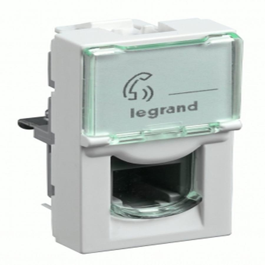 Legrand Myrius Data & voice RJ-11 telephone socket with transparent shutter 1 module White