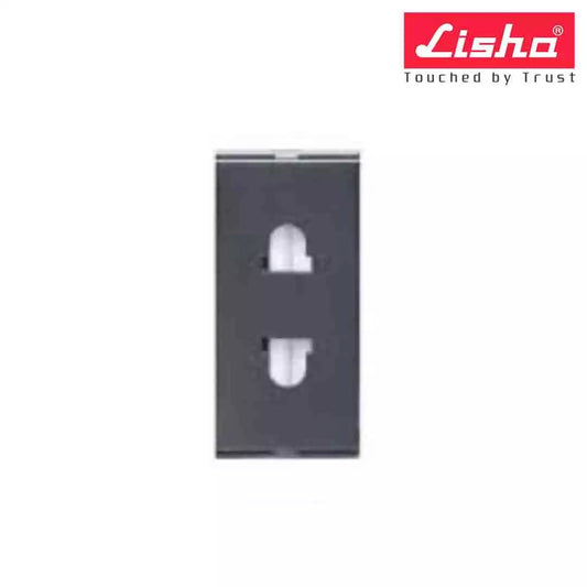 Lisha Special 7 6A 2 Pin Euro American Socket With Safety Shutter 1 M Graphite Grey