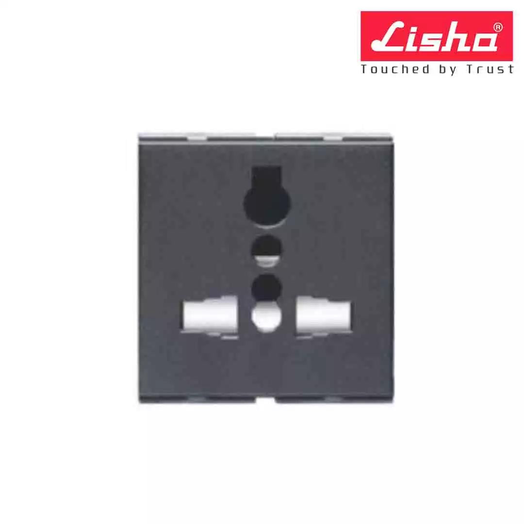 Lisha Special 7 13 A World Pin Socket With Safety Shutter 2 M Graphite Grey