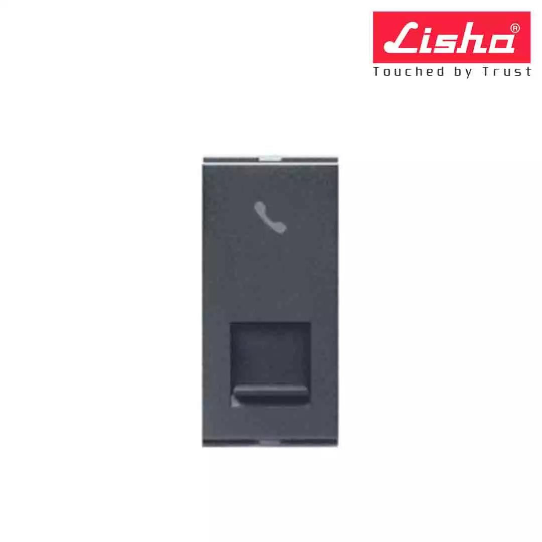 Lisha Special 7 EDP Socket Outlet -RJ-45 Cat 5e With Shutter 1 M Graphite Grey