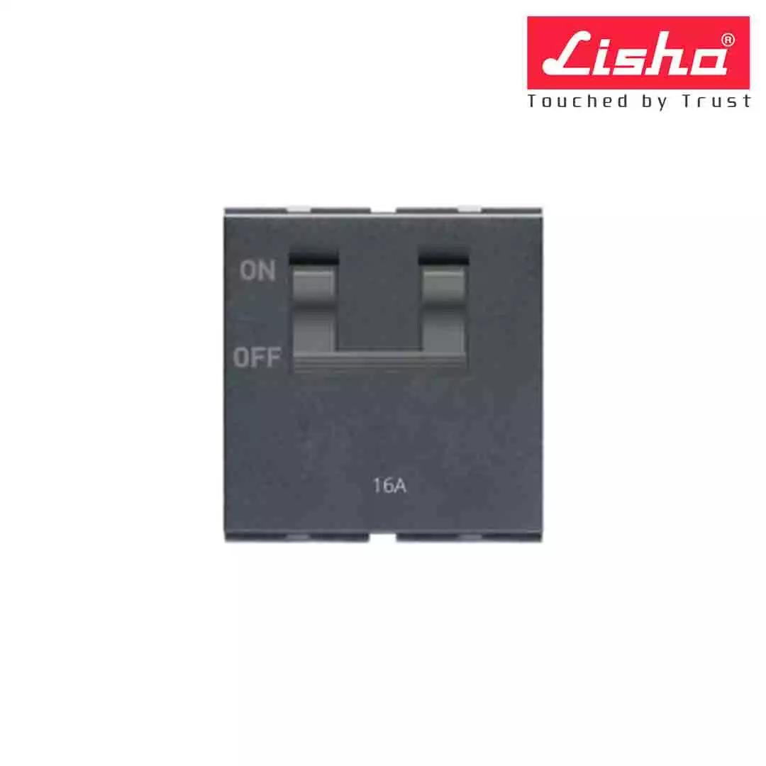 Lisha Hot Star Series 16A & 6A Switch & Socket Combined With Fusee & Red Indicator 5x1 Heavy Duty White