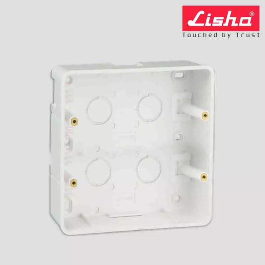 Lisha Surface Mounting Plastic Gang Box Sq 8 M Classic White