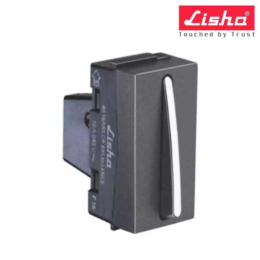 Lisha Special 7 20A 1 Way Switch With Ind 1 M Graphite Grey