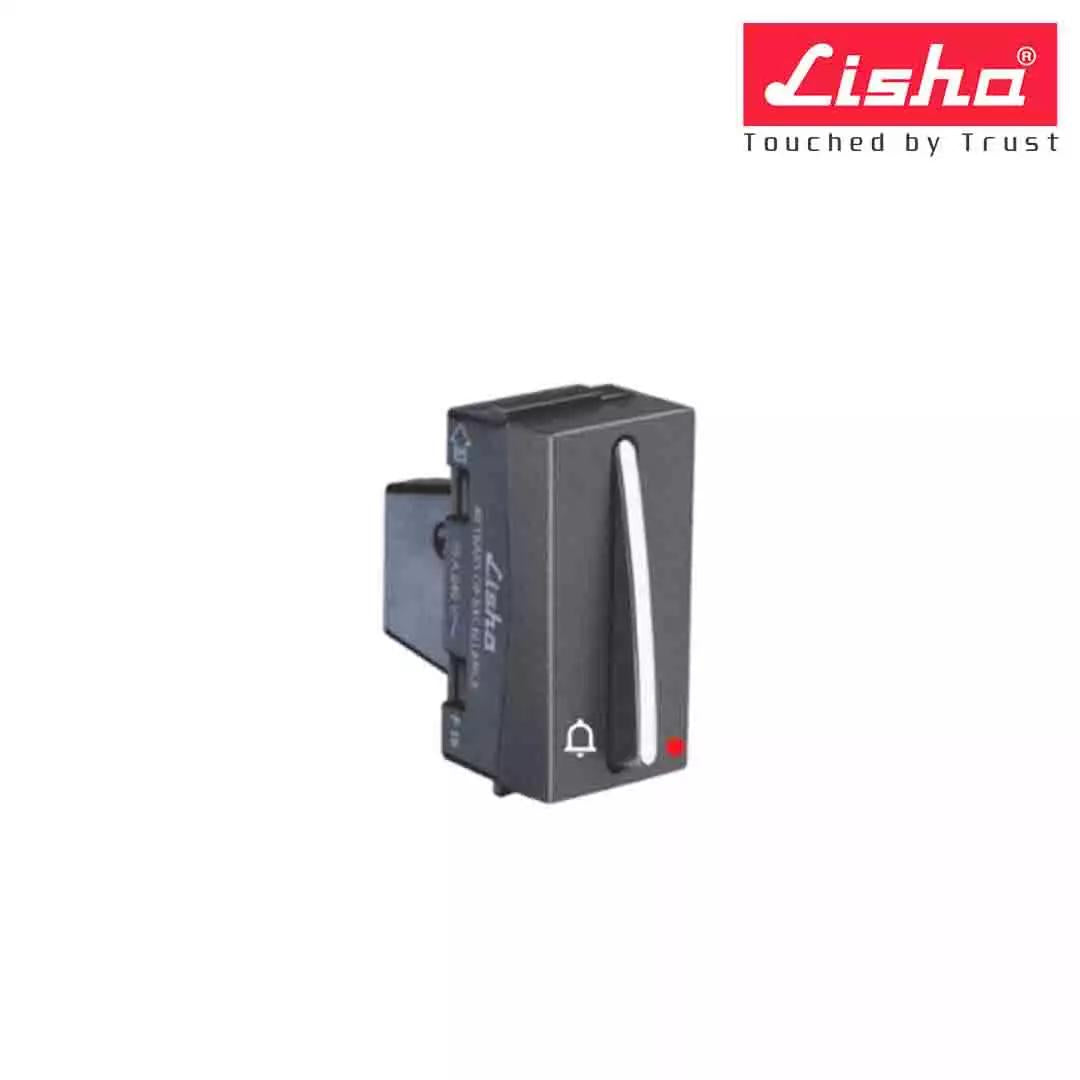 Lisha Special 7 Bell Push Switch With Ind 1 M Graphite Grey