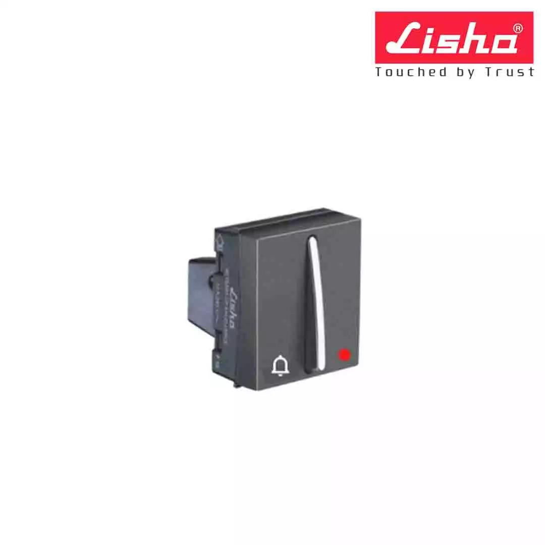 Lisha Special 7 Bell Push Switch With Ind 2 M Graphite Grey