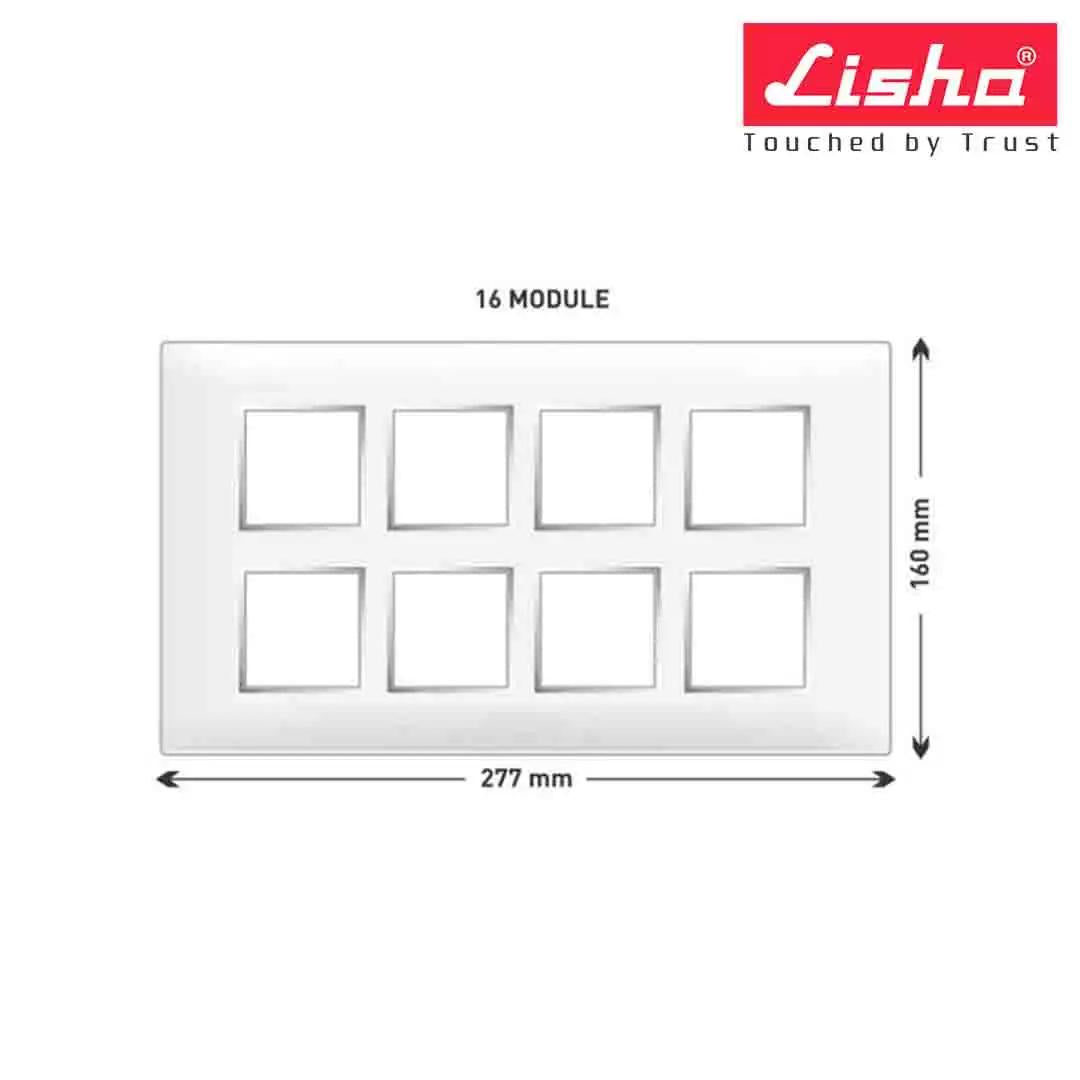 Lisha Platina Cover Plates With Support Frames 8 M Glossy Classic White