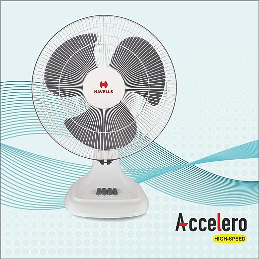 Havells Accelero HS Table-Fan White Red 400mm