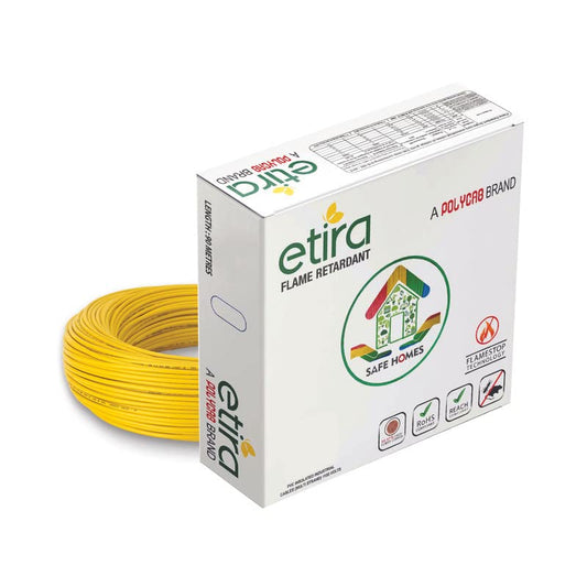 Polycab Etira FR PVC Wires 1.0 Sq mm Yellow 90 Mtrs