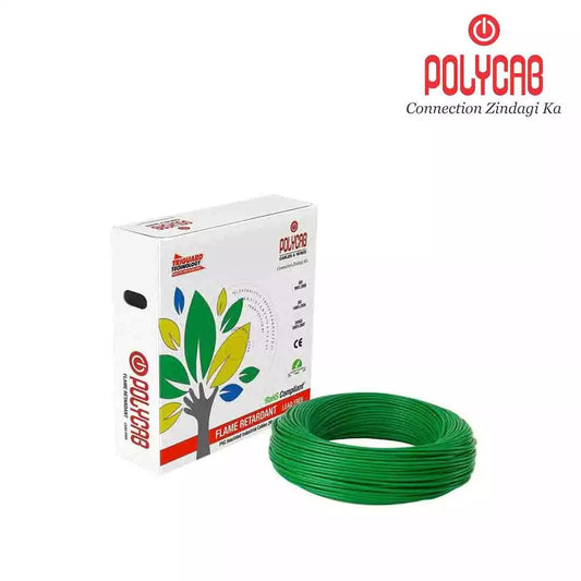 Polycab FRLF PVC Wires 1.5 Sq mm Green 90 Mtrs