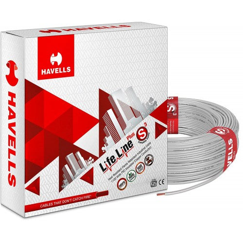 Havells Life Line Plus S3 HRFR Wires  1 Sqmm 90 Mtrs  Grey