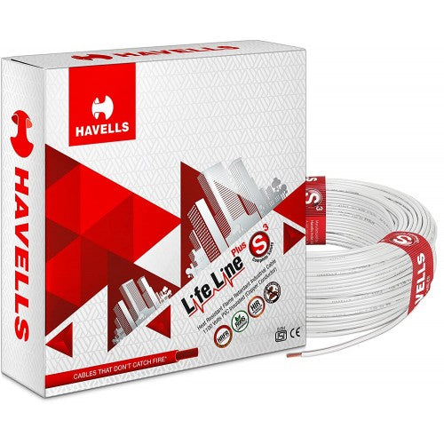 Havells Life Line Plus S3 HRFR Wires  1 Sq mm  90 mts  White