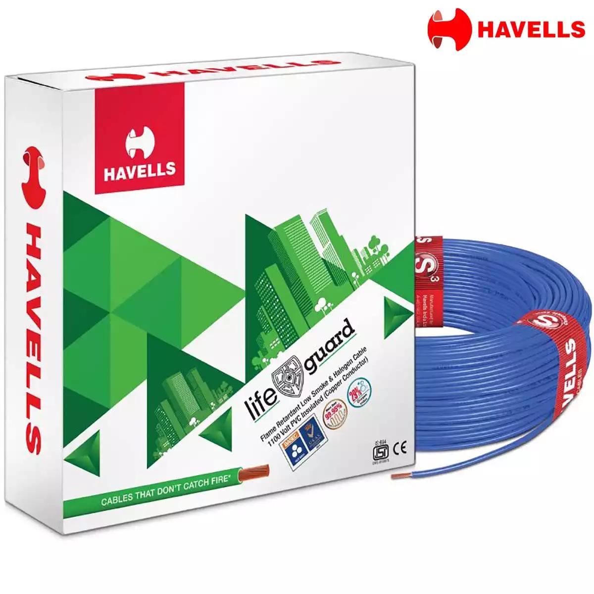 Havells Life Guard FRLSH PVC Wires 1.5 Sq mm Blue 90 Mtrs