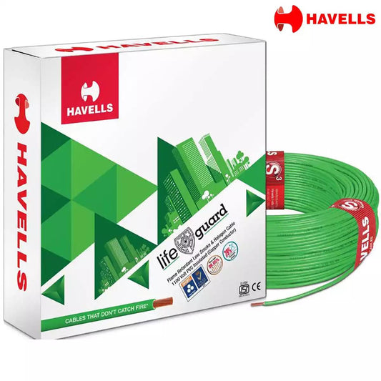 Havells Life Guard FR-LSH Wires  1 Sq mm  90 Mtrs Green