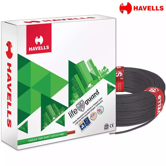 Havells Life Guard FRLSH PVC Wires 1.5 Sq mm Black 90 Mtrs