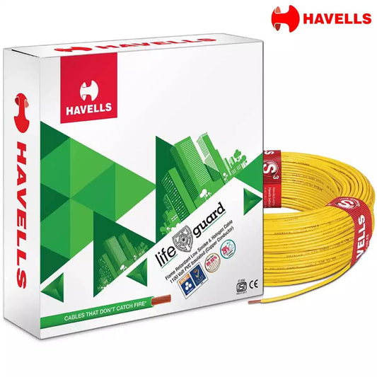 Havells Life Guard FR-LSH Wires  1 Sq mm  90 Mtrs Yellow