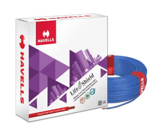 Havells Life Shield HFFR Wires 4 Sq mm Blue 90 Mtrs