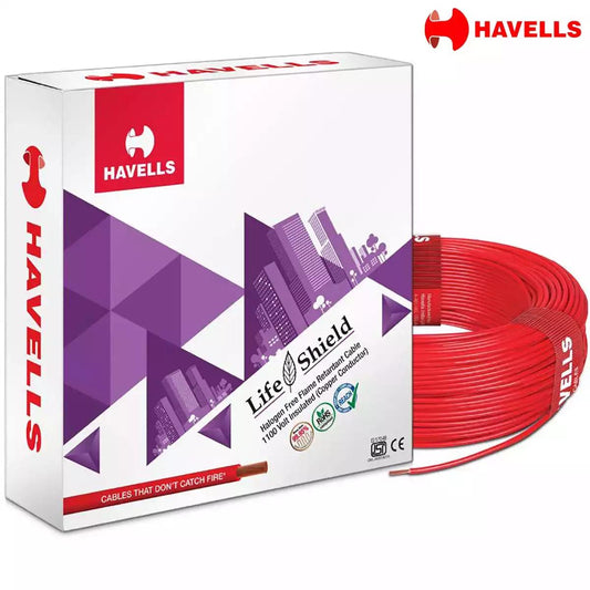 Havells Life Shield HFFR Wires 1.5 Sq mm Red 90 Mtrs