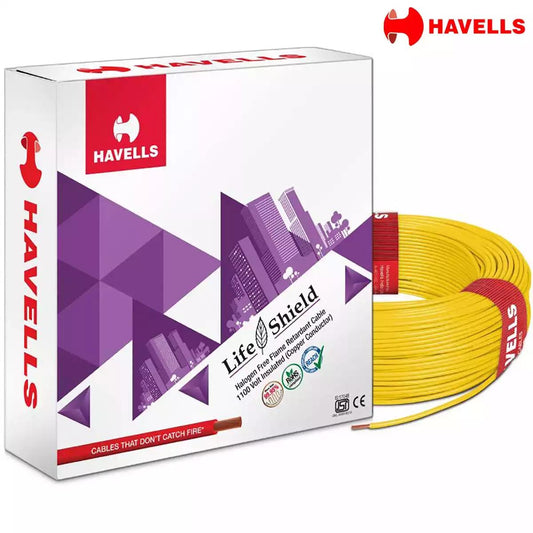 Havells Life Shield HFFR Wires 1 Sq mm Yellow 90 Mtrs