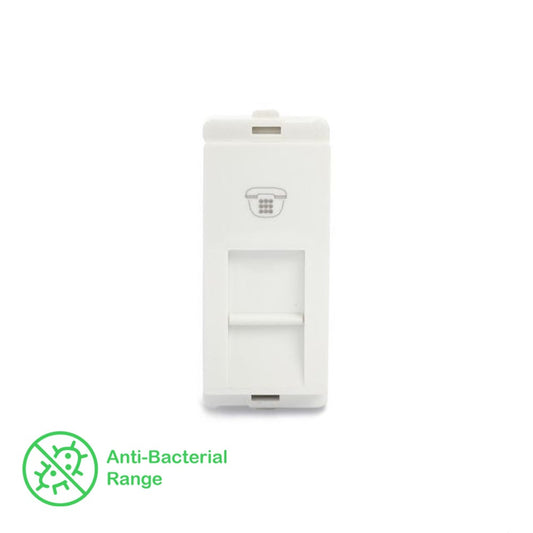 Schneider RJ11 Tel outlet with shutter - White